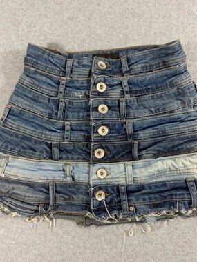 Kikiriki Women’s S Blue Patchwork Denim Mini Skirt
